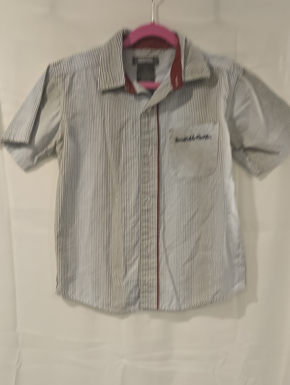 Kenneth Cole Reaction Boys Striped Short Sleeve Button Down Shirt Size 5